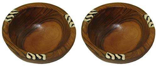 Lot de 2 bols à sauce en bois d'olivier 10 cm Commerce équitable