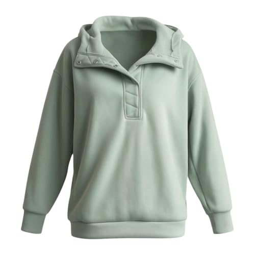 Oversized Sweatshirt for Women Henley Neck Pullover Tops Plain Casual Long Sleeve Fall Winter Fashion Clothes - image 4