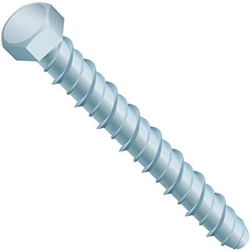 Self-Tapping Concrete Masonry Hex Head Bolt M10 x 130 (Pack of 10) Heavy Duty Hexagon High Tensile Headset Stainless Steel Anchor Bolts Indoor Outdoor Multi Purpose Use