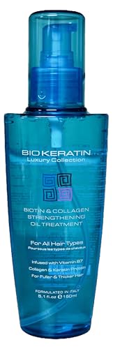 Bio Keratin Luxury Collection Biotin & Collagen Strengthening Oil Treatment, 5.1 Fl Oz, 150 ml