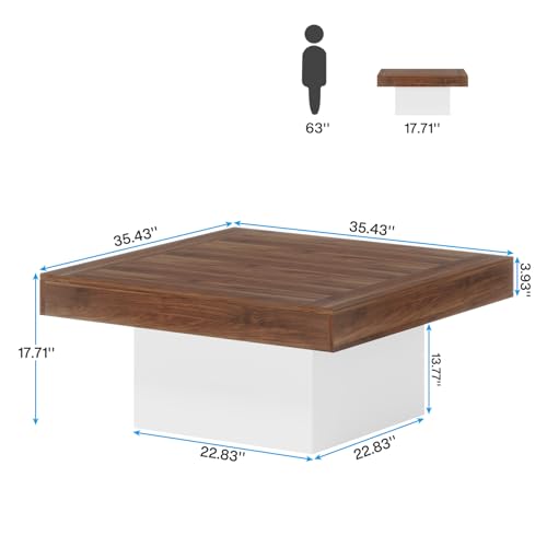 image for Tribesigns Coffee Table Square LED Coffee Table Engineered Wood Low Co