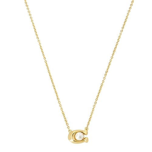 Coach Women's Pearl Signature Pendant Necklace