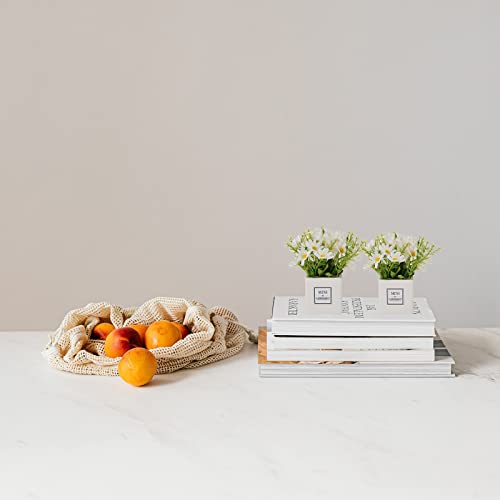 Blosmon Artificial White Daisy Flowers Decor 2 Pcs Small Fake Flower With Vase Silk Floral Arrangements In Vases Bouquet Centerpiece Office Home Shelf Table Decorations Bathroom Accessories #TOP2