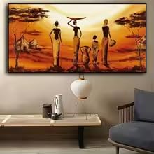 Tableau femme africaine 80x160cm avec cadre interne en toile