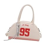 Ksikdeg Borsa da bowling estetica da donna in pelle PU borsa tracolla staccabile quotidiano essenziale borsa a tracolla borsa da bowling da donna, bianco, One Size