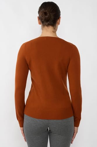 Image of JENNIE LIU Women's 100% Pure Cashmere Long Sleeve Pullover V Neck Sweater