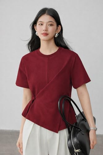 Image of Zilcon Woman Half Sleeve Round Neck Womens Tops Beach Vacation Fashion Clothes Casual Summer Spring Winter Fall Outfits Tops