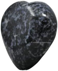 Amazing Gemstone Indigo Gabbro Crystal Heart Palm Stone - Pocket Massage Worry Stone for Natural Body Chakra Balancing, Reiki Healing and Crystal Grid - 2