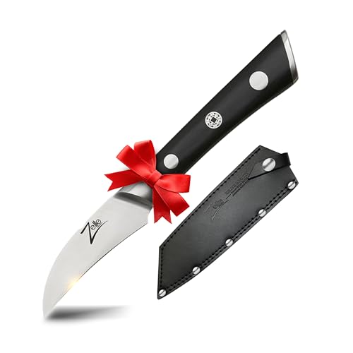 Zelite Infinity Japanese Paring Knife 2.75 Inch, Paring Knives, Pairing Knife Kitchen, Fruit Knife, Small Knife - Japanese AUS-8 High Carbon Stainless Steel - Pakkawood Handle - Leather Sheath