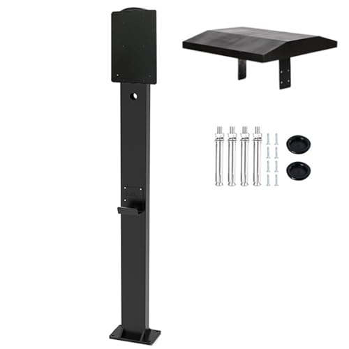Universal EV Charging Station Stand with Hook and Canopy, Floor Mounted Vehicle Charger Holder for Secure and Convenient Charging in Garages, Factories, and Communities