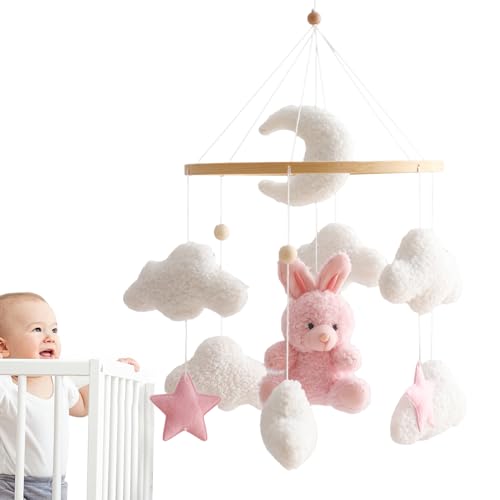 Cadeau de naissance idéal : mobile suspendu en velours avec petits lapins pour berceau