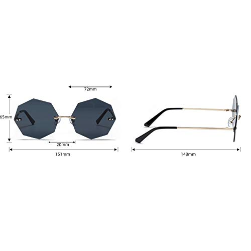 Polygon Rimless Sunglasses For Women Vintage Clear Colorful Lens Sun Glasses Octagonal Metal Sungshades For Men3