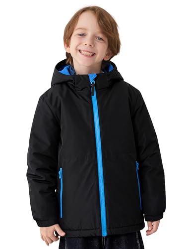 Image of PAMLULU Boys Winter Coats Waterproof Breathable Snowboarding Ski Jackets Fleece Lined Hooded Rain Coat for Kids