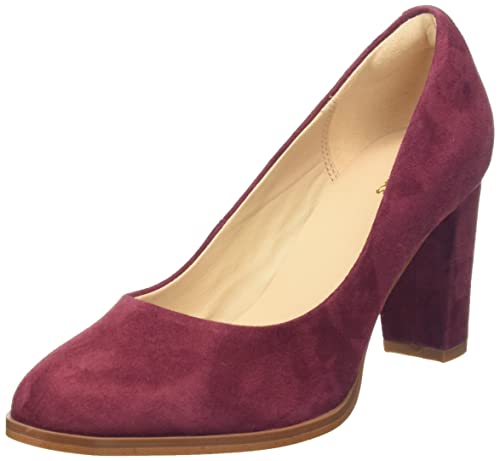 Image of Clarks Womens Kaylin Cara 2 Wine Suede Court Shoes