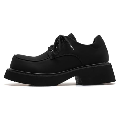 Image of Men's Fashion Platform Genuine Leather Dress Shoes Height Boosting Chunky Oxfords Shoes Casual Party Dating Prom