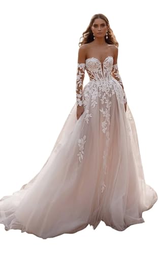 White Lace Wedding Dress for Women Aline Corset Strapless Wedding