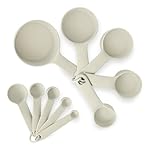 Amazon Basics Measuring Cups and Spoons, 10-Piece Set, Dishwasher-Safe, Linen Gray