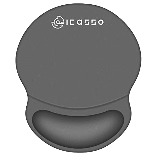 iCasso マウスパッド リストレスト一体型 防水 無地 26×21cm パームレスト 疲労低減 手首クッション 滑り止め 人間工学 ゲーミングマウスパッド おしゃれ 低反発 オフィス/ホーム用（グレー）