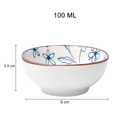 Image of MARKET 99 Ceramic White Katori Bowl Set of 3 (100ml) | Small Chutney & Dip Bowls for Sauces, Pickles & Condiments | Mini Serving Bowls Set for Dining Table | Dessert & Snack Bowls