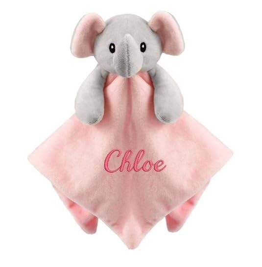 Personalised Newborn Baby Boys Girls Toy Comforter Blankets Elephant, Bunny, Giraffe, Zebra Teddy Embroidered Name | Gift Toy Comforter (Pink Mink Elephant)