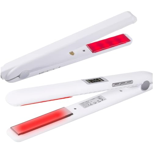 Plancha de cabello ultrasonica con pantalla LCD blanca miniatura 1