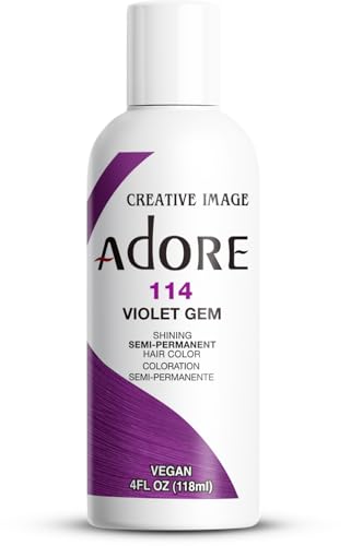 Adore Semi Permanent Hair Color (114 Violet Gem) | Vegan & Cruelty-Free Purple Hair Dye | No Ammonia, No Peroxide, No Alcohol | 4 Fl Oz
