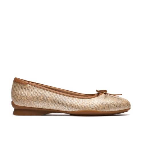 Clarks Clarks Collection Women's Jazmynn Bow Ballet Flat, Tan Interest Textile, 12 Medium US