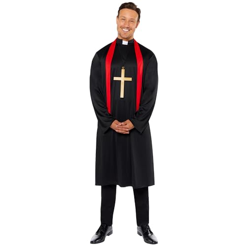 amscan Traje de vicar para hombre con bufanda, talla mediana