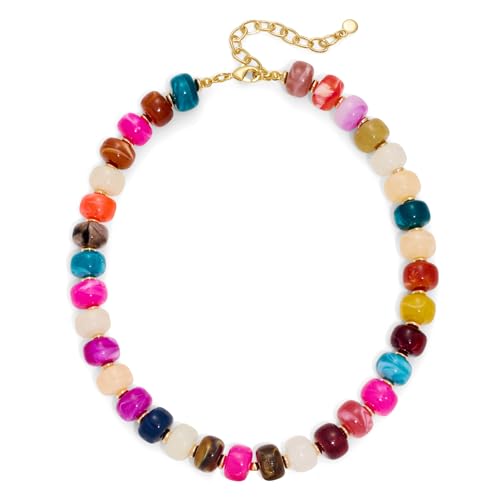 LILIE&WHITE Collier de Grosses Perles Colorées pour Femme - Collier Tendance Bohème en Résine Arc-en-Ciel