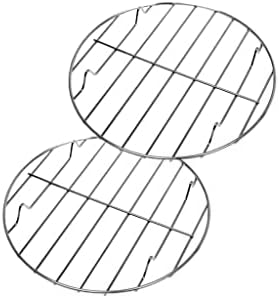 Stainless Steel BBQ Grill Cooking Rack - Set of 2 22,25cm Round Mesh, Oven Safe, Multi-Purpose Roasting, Grilling image 5