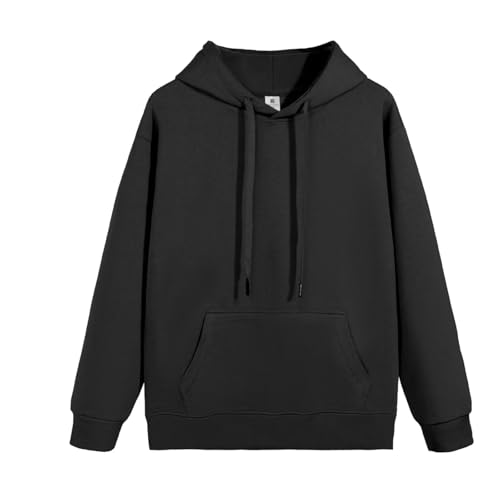Men's Lightweight Loose Solid Hoodie Cotton Pullover Women's Casual Long Sleeve Sweatshirt Autumn Basic Tops