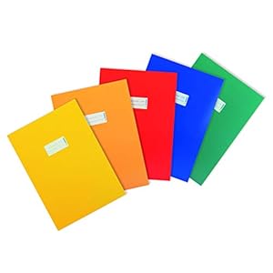 HERMA 20227 Heftumschläge A4 Karton Sortiment, 5 Stück, Hefthüllen mit Beschriftungsfeld aus stabilem & extra starkem Papier, Heftschoner Set für Schulhefte, farbig