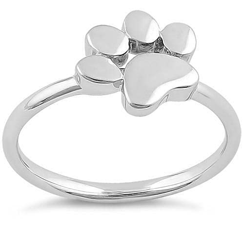 Sterling Silver 925 Paw Print Ring, Animal Lover Jewelry, Puppy Pet Paw Ring for Women & Girls, Cat or Dog Paw Adorable Ring, Unique Gift Idea For Her Birthday2