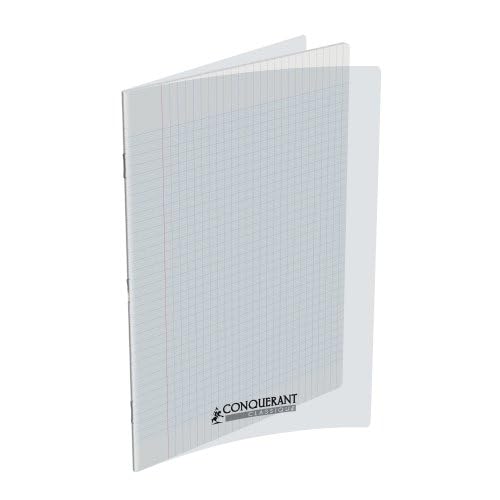 CONQUERANT - Lotto di 20 quaderni classici, 24 x 32 cm, a quadretti grandi, 48 pagine, rilegati, copertina in polipropilene incolore