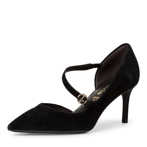 Tamaris Damen Pumps mit Riemen Leder Stilettoabsatz; Black/schwarz; 40 EU