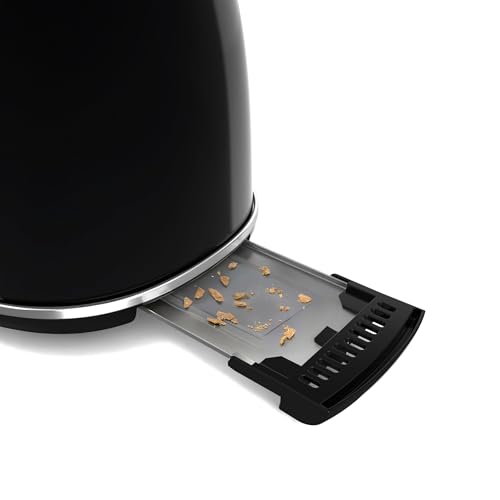 SWEISS Tostador GRV9 vintage, 2 ranuras, 6 niveles de potencia, Descongelación, Baguettes, Rápido y uniforme, Fácil limpieza, Bandeja recogemigas, Negro, 1500 W - imagen 7