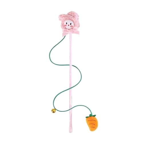 Image of Cat and Dog Playing Stick |Durable Dog and cat Teaser Playing Stick with Interactive Feather| Non- Slip and Non Toxic Durable Teasing Wand Toy with Rope (Pink)