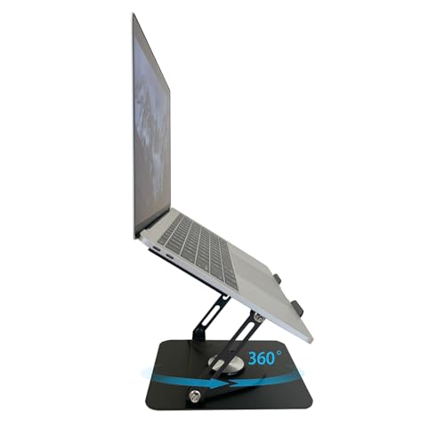 TARKAN 360° Rotating Laptop Stand with Fan, Supports 12"-17” Laptops Upto 5kg, Carbon Steel with Anti Rust Body Built-in Cooler Fan (Black) - Image 7