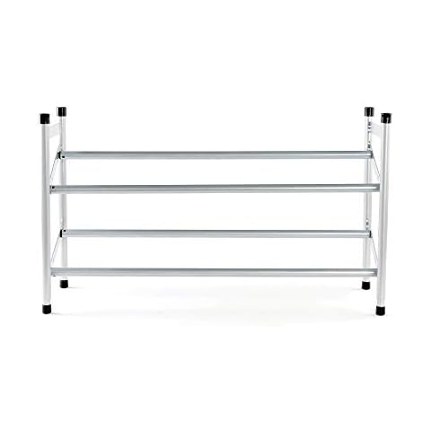 Compactor Stilito 2 Shelf Expanding Shoe Rack Storage Organiser for 6-12 Pairs of Shoes, Steel, 62/117 x 23 x H.35 cm, Grey, RAN3634 Cover