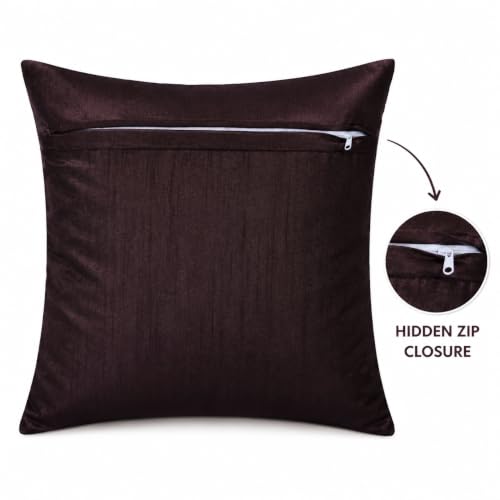 Image of Noor Silk Cushion Covers Pack of 7 | 16x16 Inches, Brown