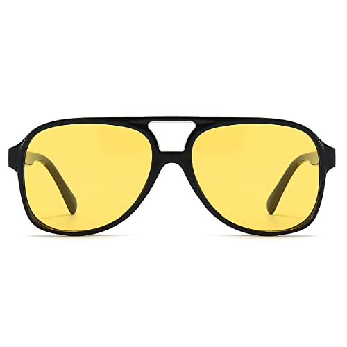 Image of Polarized Classic Vintage Aviator Sunglasses for Men Women Large Frame Retro 70s Sunglasses
