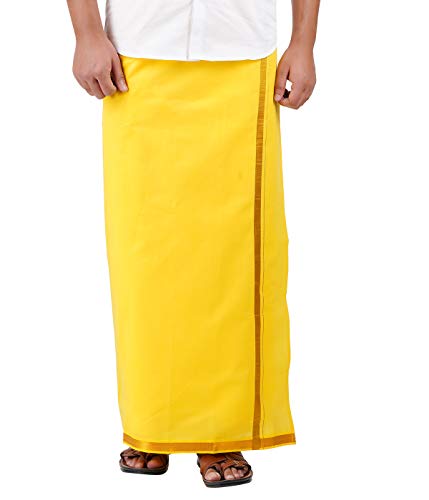 Image of PRAKASAM COTTON Welcro Pocket Dhoti | Jari Border Readymade Cotton Dhoti for Men