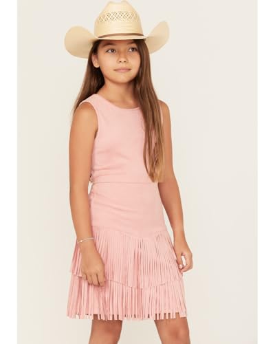Shyanne Girls' Faux Suede Fringe Dress - T59794LJPB-PNK X- US Pink2