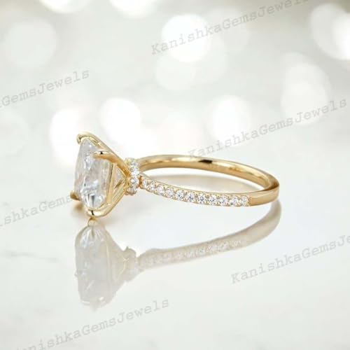 1.25 Carat Princess Cut Moissanite Engagement Ring 14K Yellow Gold Plated Art Deco Statement Ring for Women Alternative Fine Jewelry ThankYou Gift for Wife4