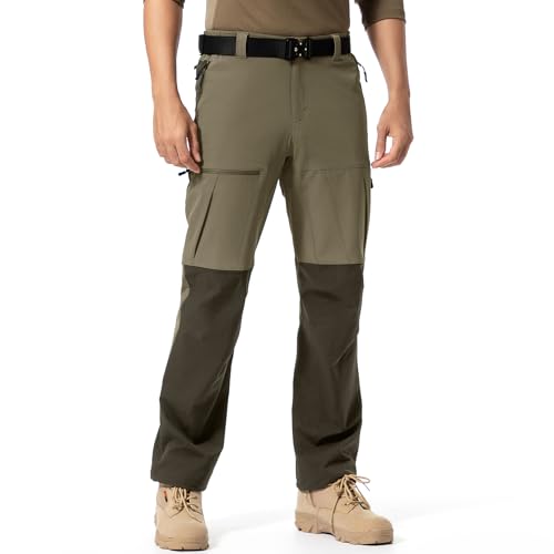 Mens Outdoor Cargo Safari Hiking Pants Lightweight Waterproof Quick Dry Tactical Pants Nylon Spandex Work Fishing Travel Stretch Pants (6237 Army Green 30)