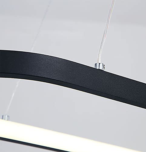 Lampe suspendue LED dimmable noire avec télécommande pour éclairage de table à manger