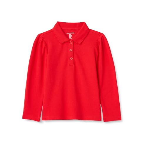 Image of Amazon Essentials Girls and Toddlers' Uniform Pique Long Sleeve Polo Shirt