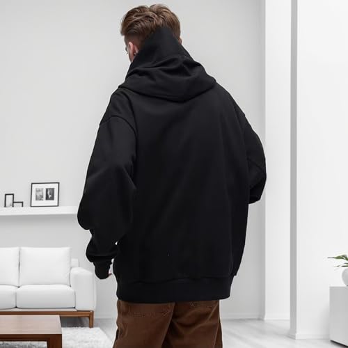 Hoodies for Men with Designs Teens Y2K Hip Hop Streetwear Pullover Casual Long Sleeve Turtleneck Hooded Sweatshirt4