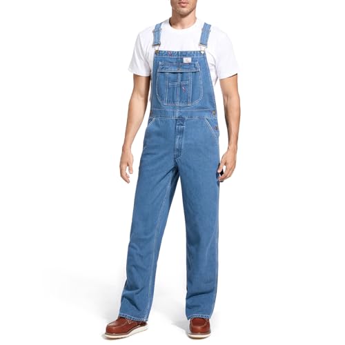 HISEA Men's Denim Bib Overalls with Tool Pockets