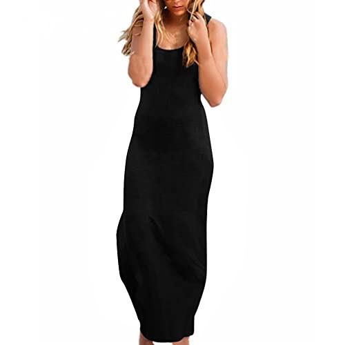 Image of Roselux Women Sleeveless Scoop Neck Striped Maxi Sundresses Loose Racerback Long Dress